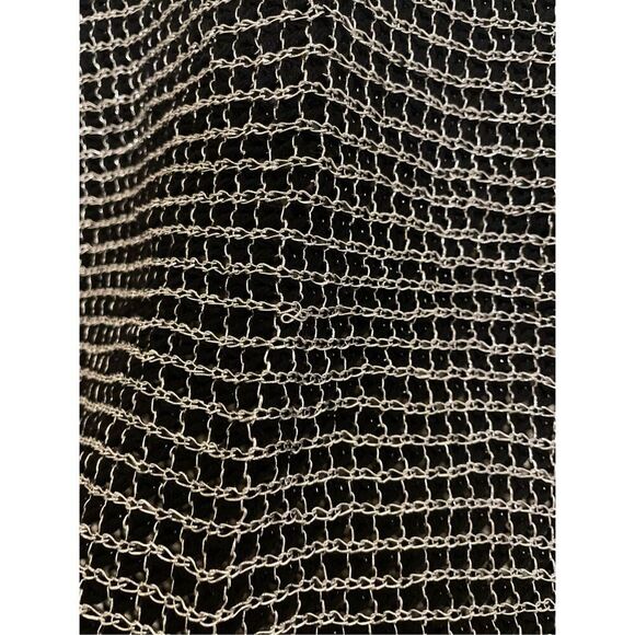 Apt 9 metallic pullover sweater silver and black 3/4 sleeve top size medium - Picture 3 of 10